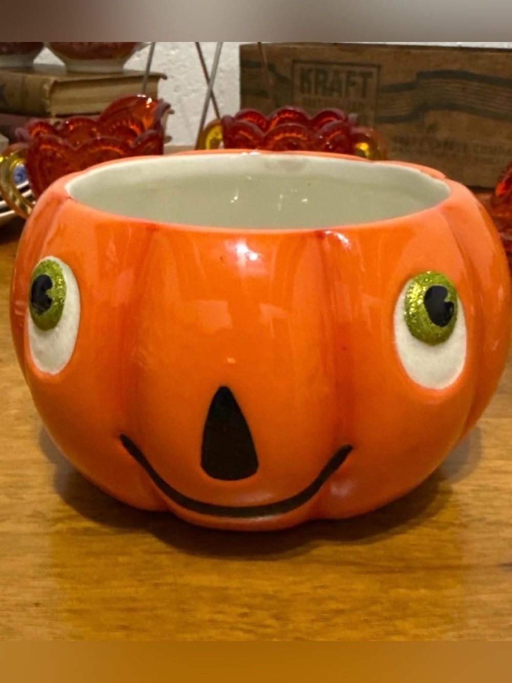 Hallmark Orange Ceramic Pumpkin Bowl - Cute Halloween Decor